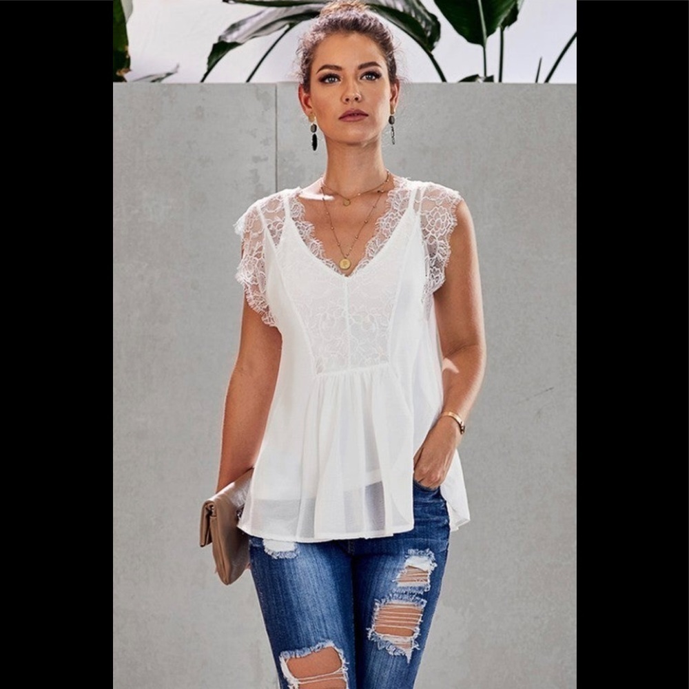 Lace top with racer back cami